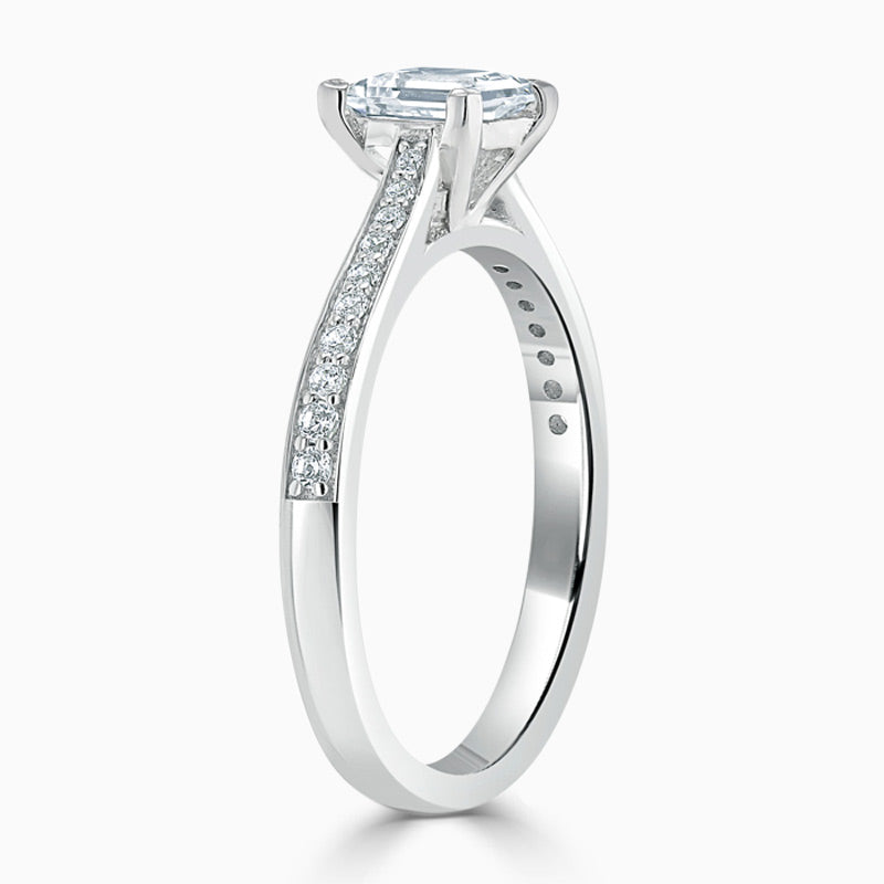 Tapered Pave Princess Diamond Engagement Ring