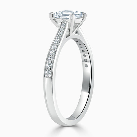 Tapered Pave Princess Diamond Engagement Ring