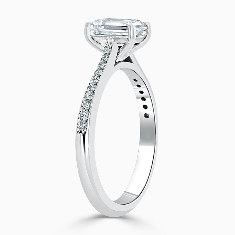 Tapered Pave Emerald Diamond Engagement Ring