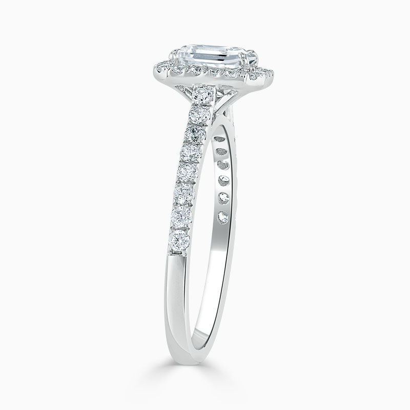 Classic Halo Emerald Diamond Engagement Ring