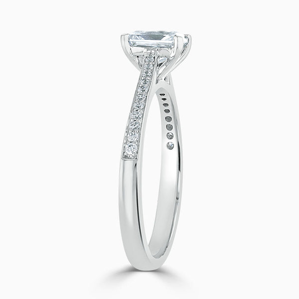 Tapered Pave Radiant Diamond Engagement Ring