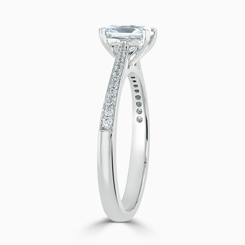 Tapered Pave Radiant Diamond Engagement Ring