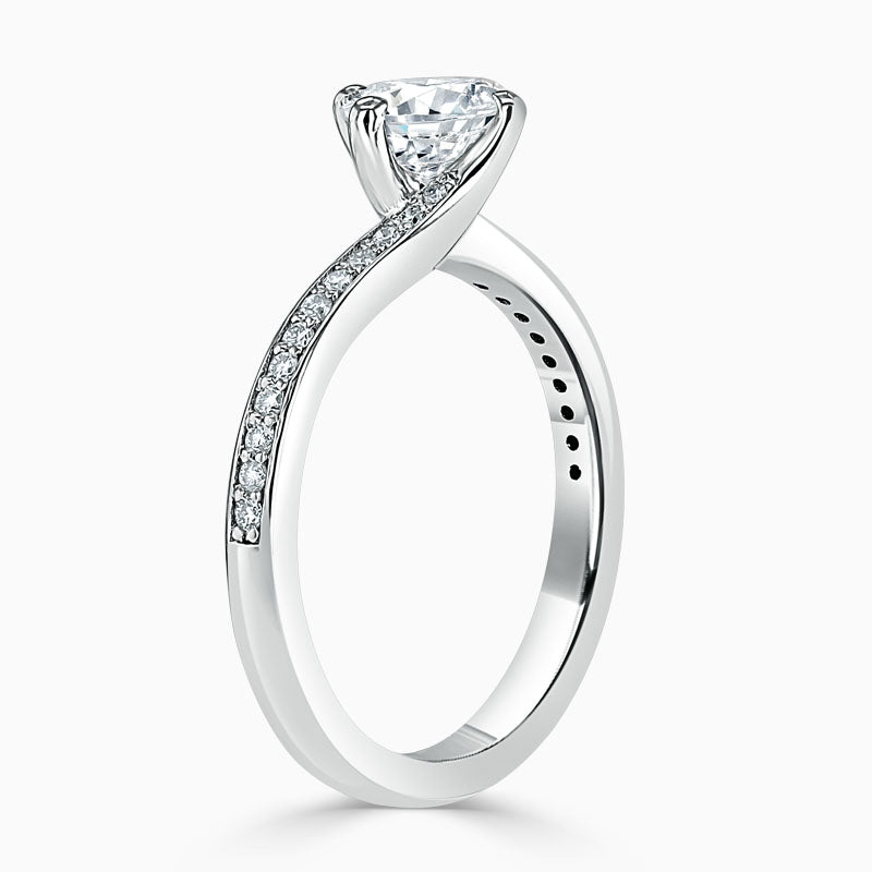 Pave Twist Round Diamond Engagement Ring