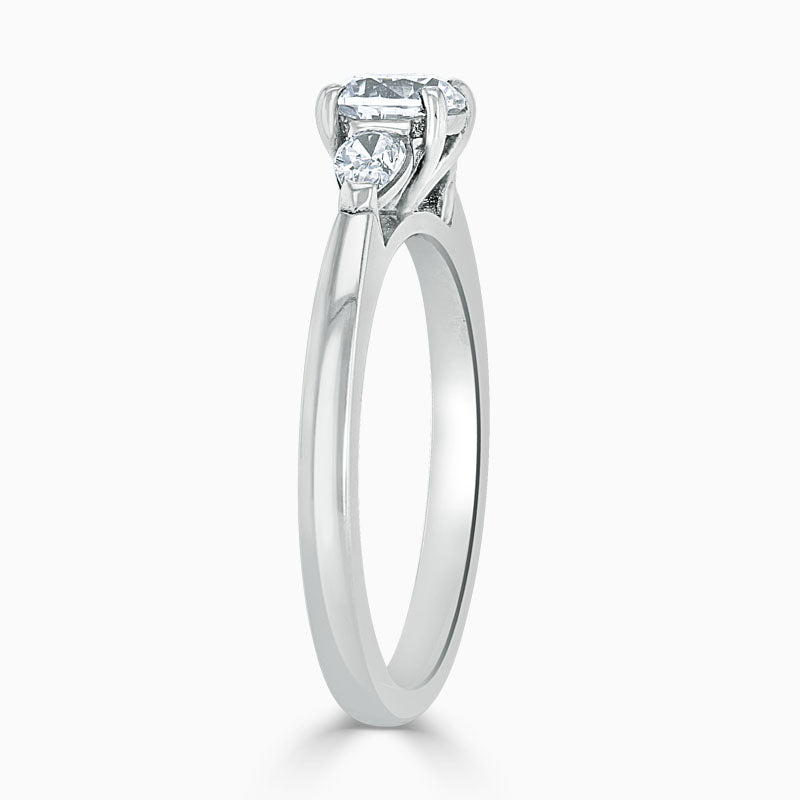 Pear Trilogy Round Diamond Engagement Ring