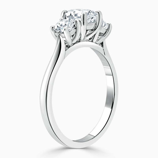 Round Trilogy Princess Cut Diamond Engagement Ring