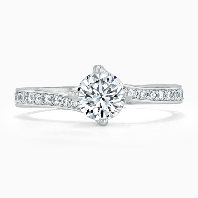 Pave Twist Round Diamond Engagement Ring