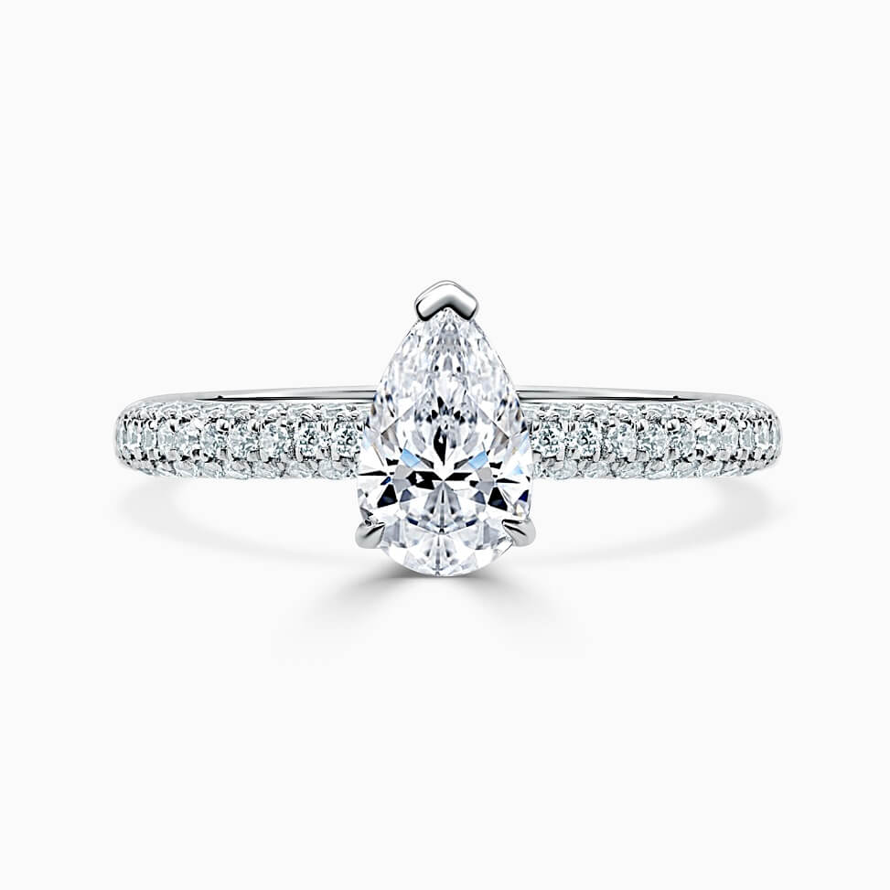 Micro Pave Pear Diamond Engagement Ring