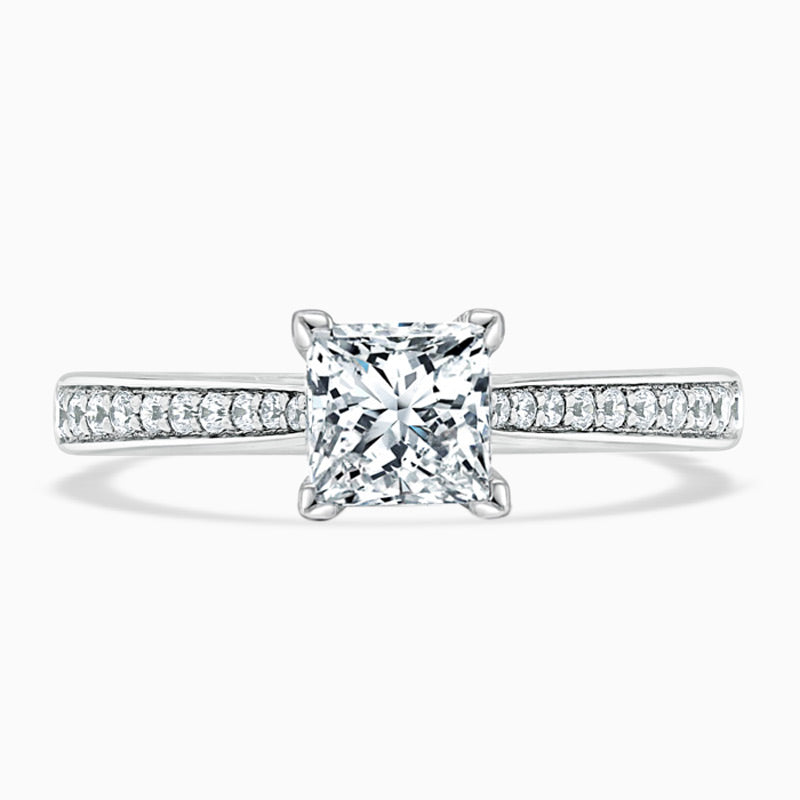 Tapered Pave Princess Diamond Engagement Ring