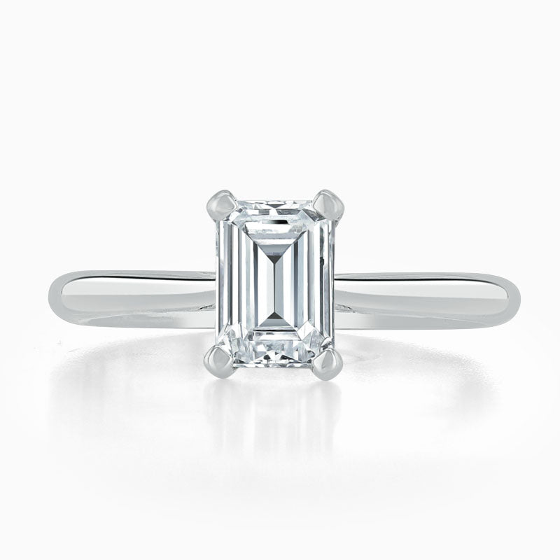 Emerald Solitaire Diamond Engagement Ring