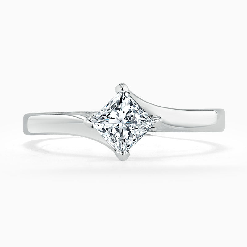 Princess Cut Twist Diamond Engagement Ring