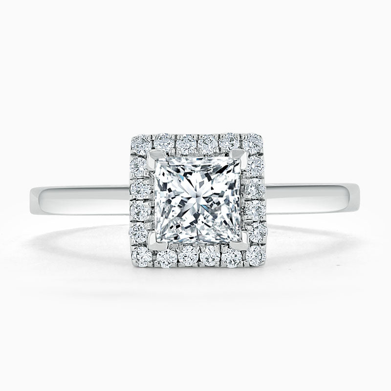 Plain Halo Princess Diamond Engagament Ring