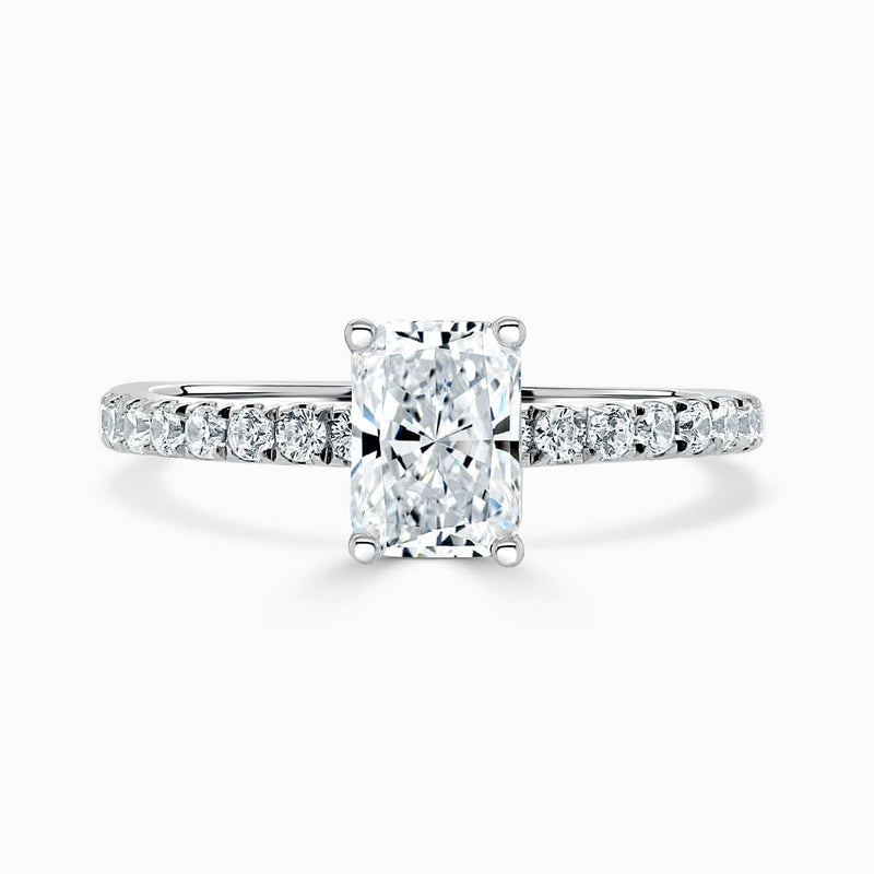 Hidden Halo Radiant Engagement Ring with Sidestones