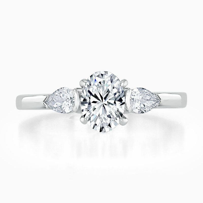 Pear Trilogy Oval Diamond Engagement Ring