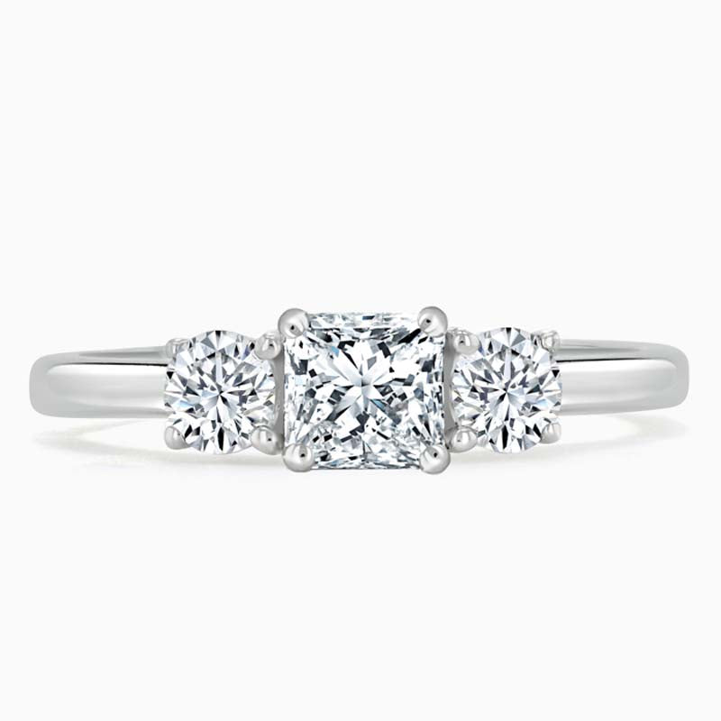Round Trilogy Princess Cut Diamond Engagement Ring