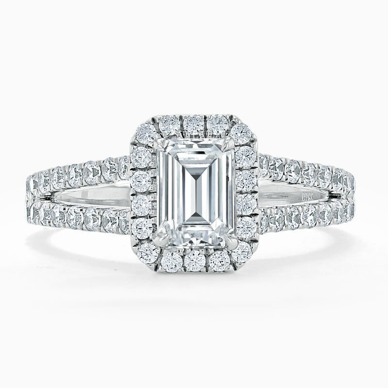 Split Shoulder Emerald Diamond Engagement Ring