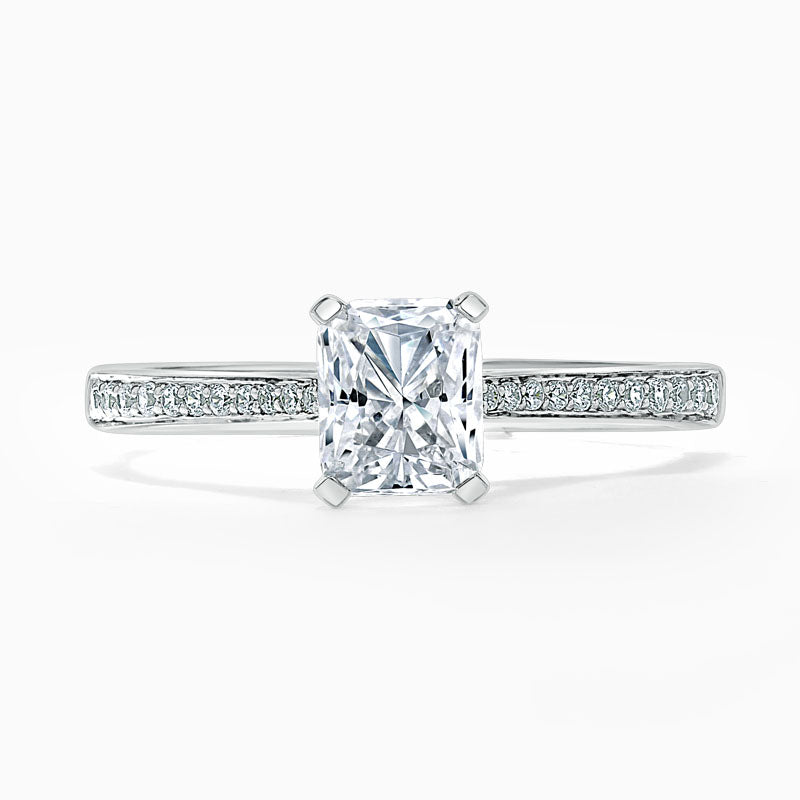 Tapered Pave Radiant Diamond Engagement Ring