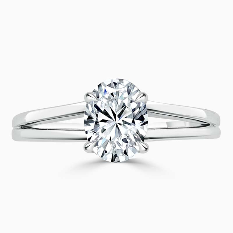 Split Shoulder Oval Diamond Engagement Ring