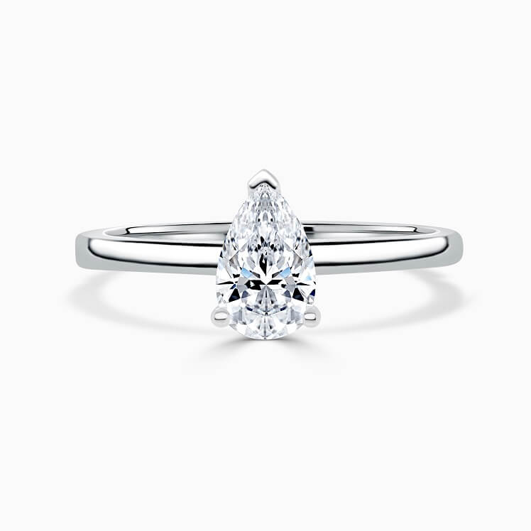 Pear Hidden Halo Diamond Engagement Ring
