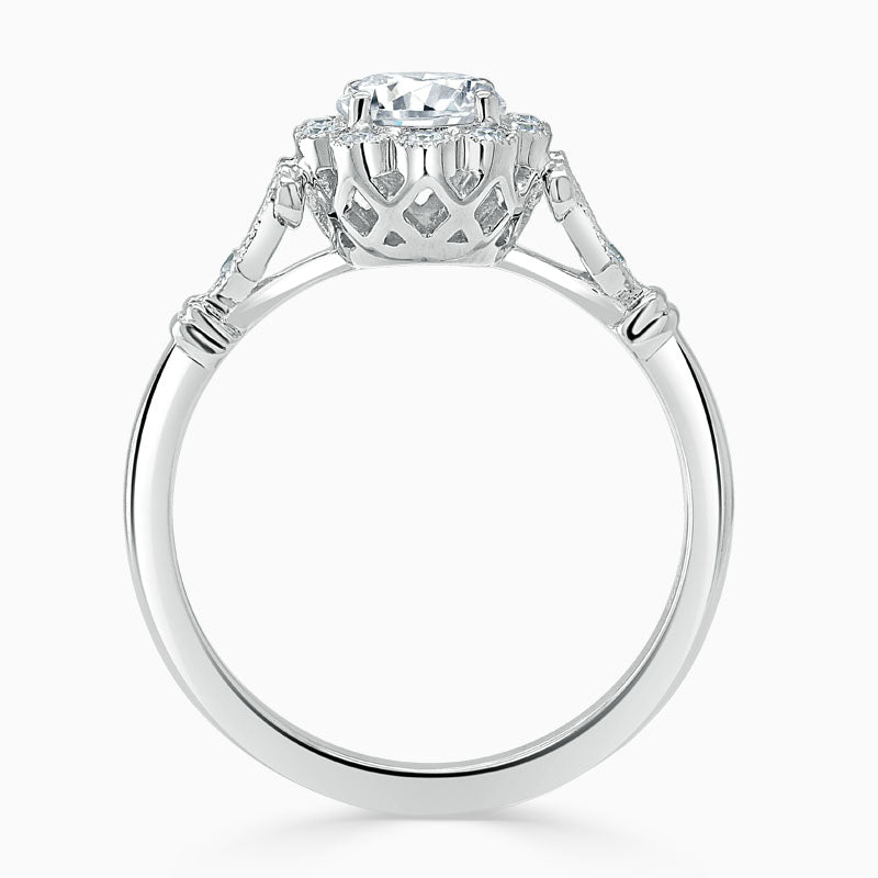 Flower Halo Round Diamond Engagement Ring