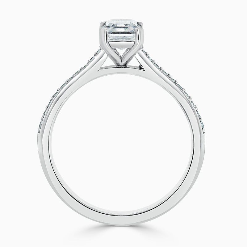 Tapered Pave Emerald Diamond Engagement Ring