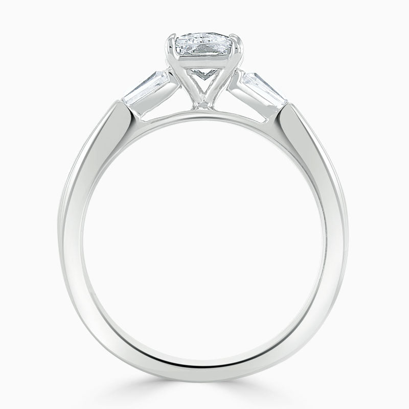 Baguette Trilogy Emerald Diamond Engagement Ring