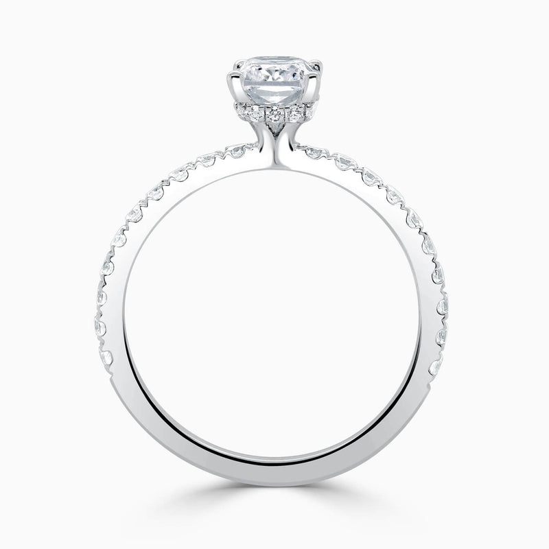 Hidden Halo Radiant Engagement Ring with Sidestones