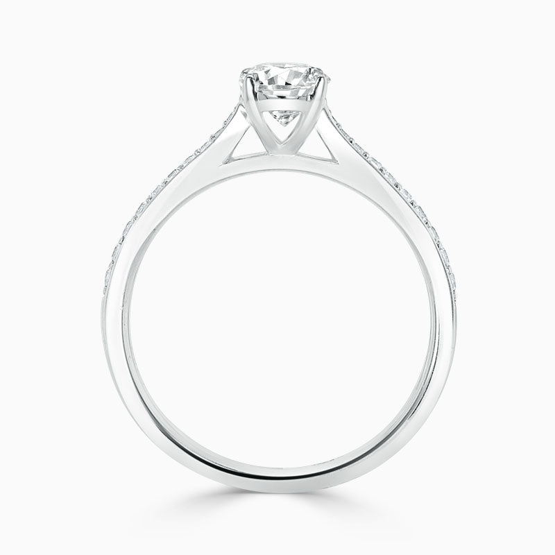 Tapered Pave Oval Diamond Engagement Ring
