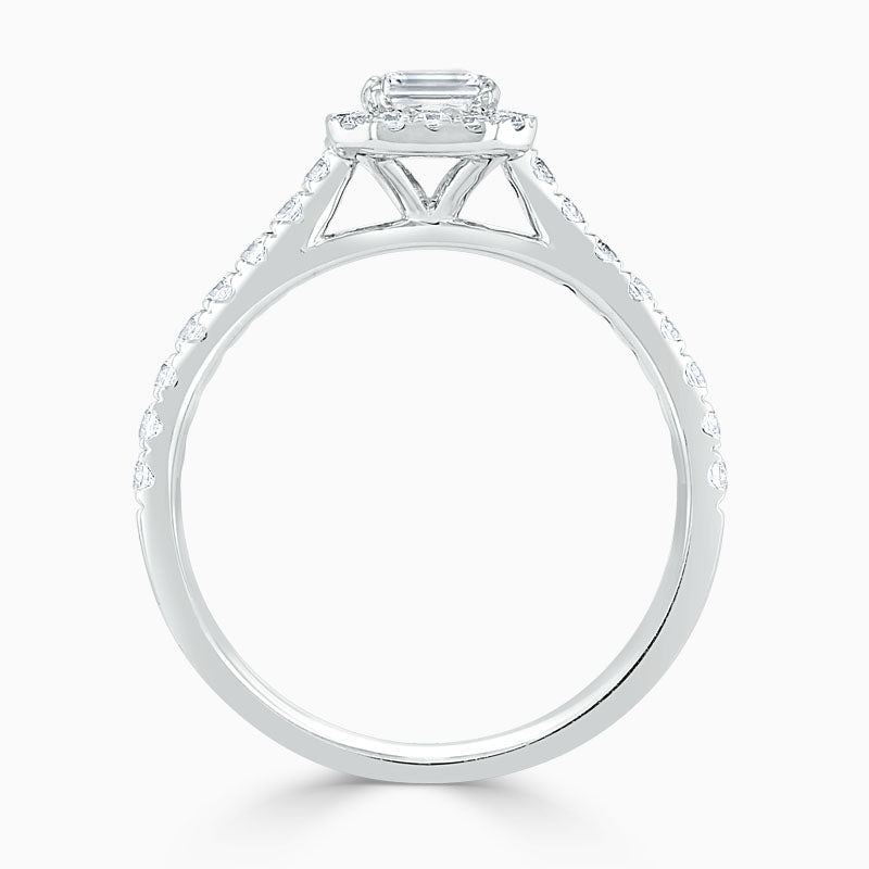 Classic Halo Emerald Diamond Engagement Ring
