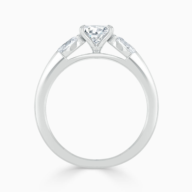 Tapered Baguette Oval Trilogy Diamond Engagement Ring