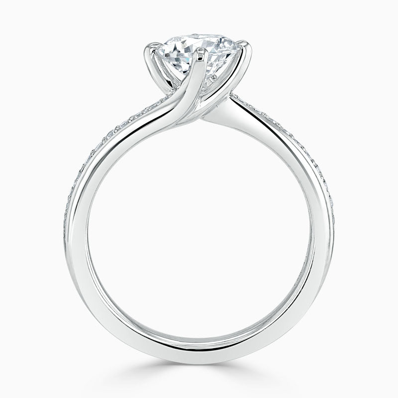 Pave Twist Round Diamond Engagement Ring