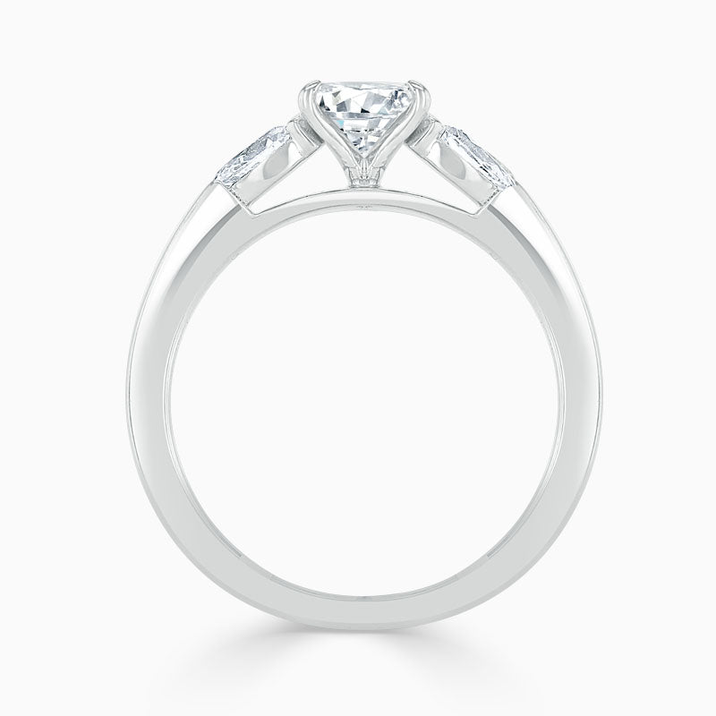 Pear Trilogy Oval Diamond Engagement Ring