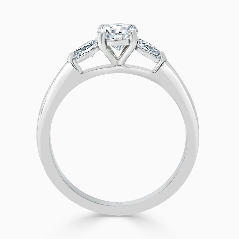 Pear Trilogy Round Diamond Engagement Ring