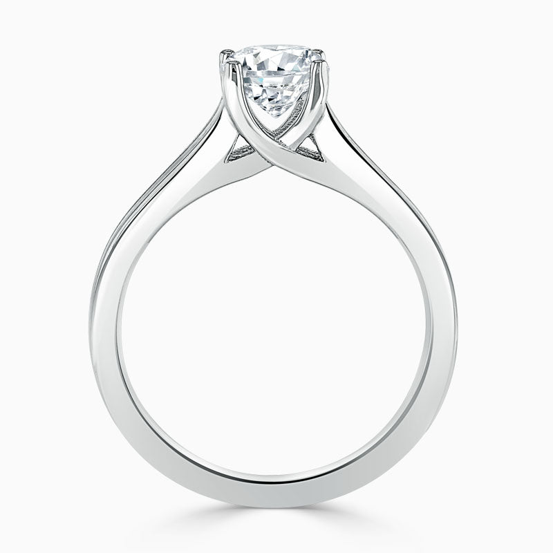 Split Shoulder Round Diamond Engagement Ring