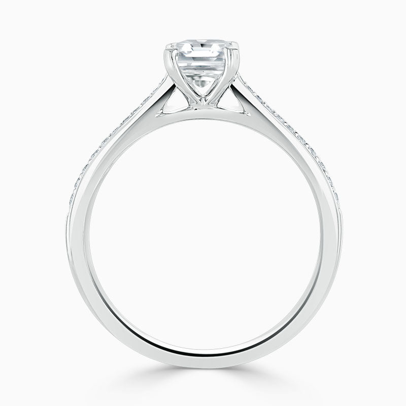 Tapered Pave Radiant Diamond Engagement Ring
