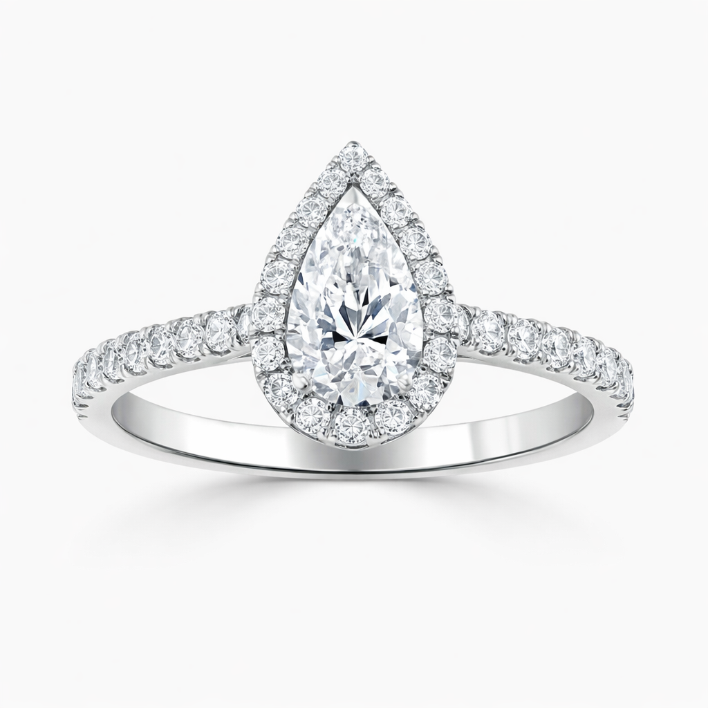 Pear Halo Diamond Engagement Ring
