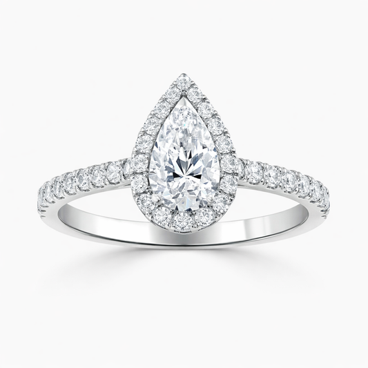 Pear Halo Diamond Engagement Ring