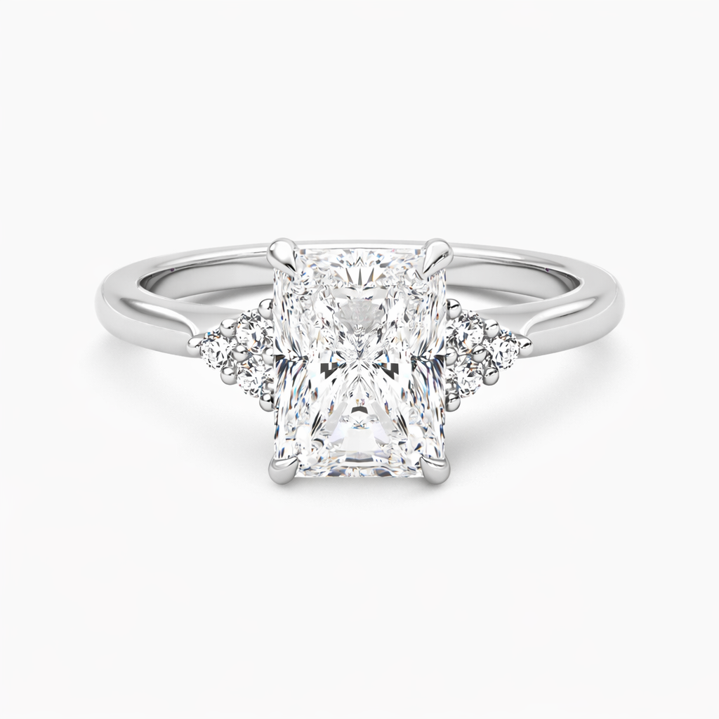 Three Claw Trilogy Radiant Diamond Engagement Ring