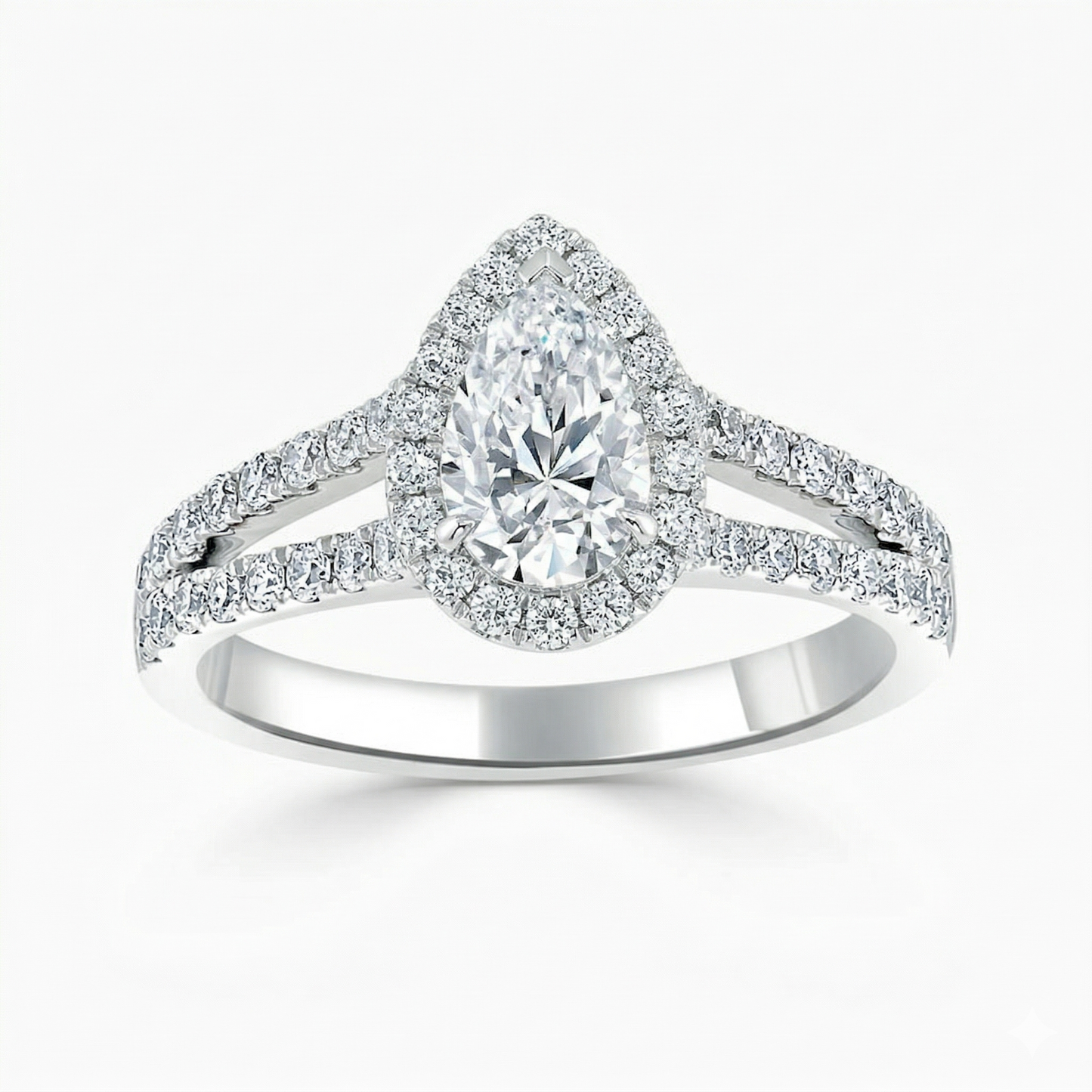 Split Shoulder Pear Diamond Engagement Ring