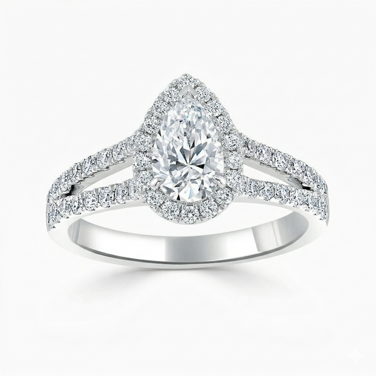 Split Shoulder Pear Diamond Engagement Ring