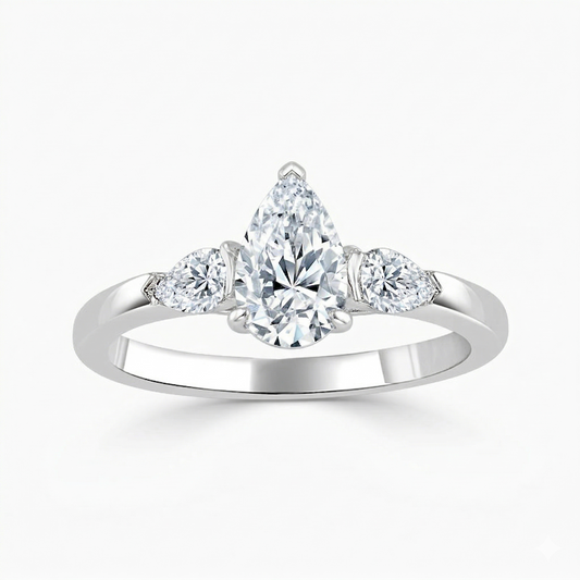 Pear Trilogy Diamond Engagement Ring