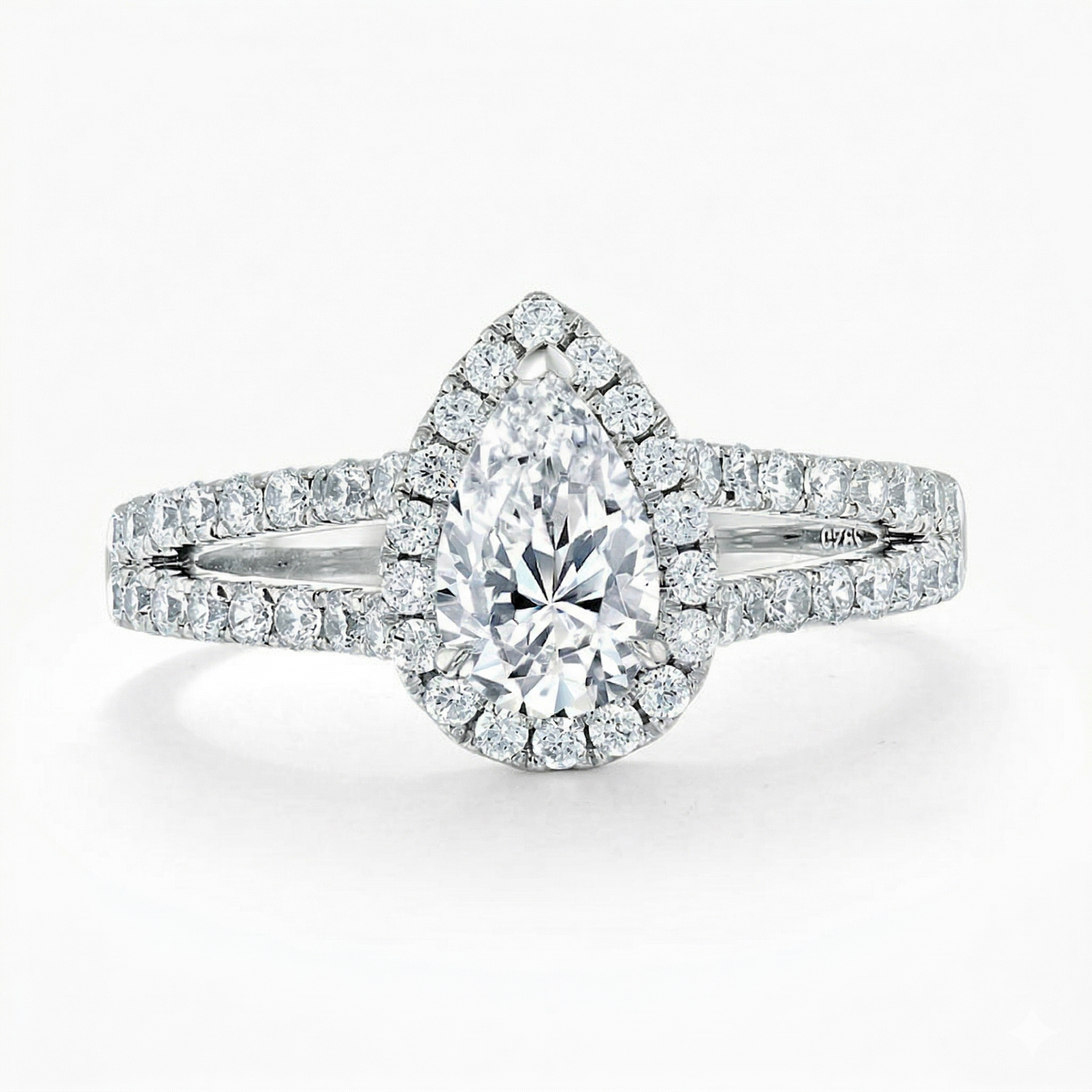 Split Shoulder Pear Diamond Engagement Ring