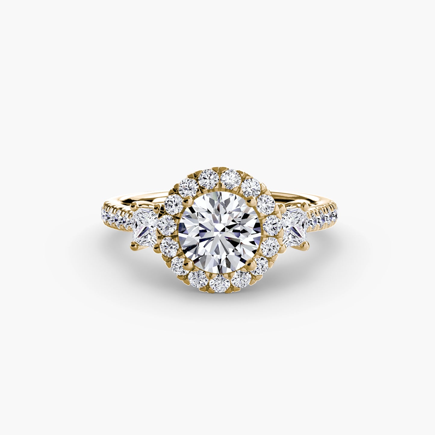 Three-Stone Ring with Halo 2