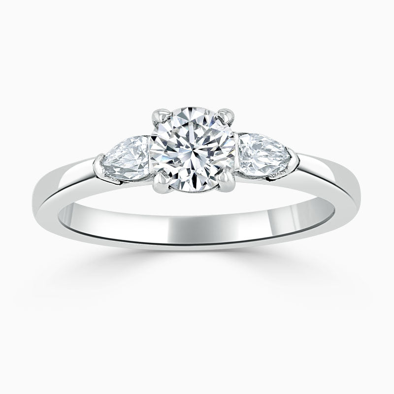 Pear Trilogy Round Diamond Engagement Ring