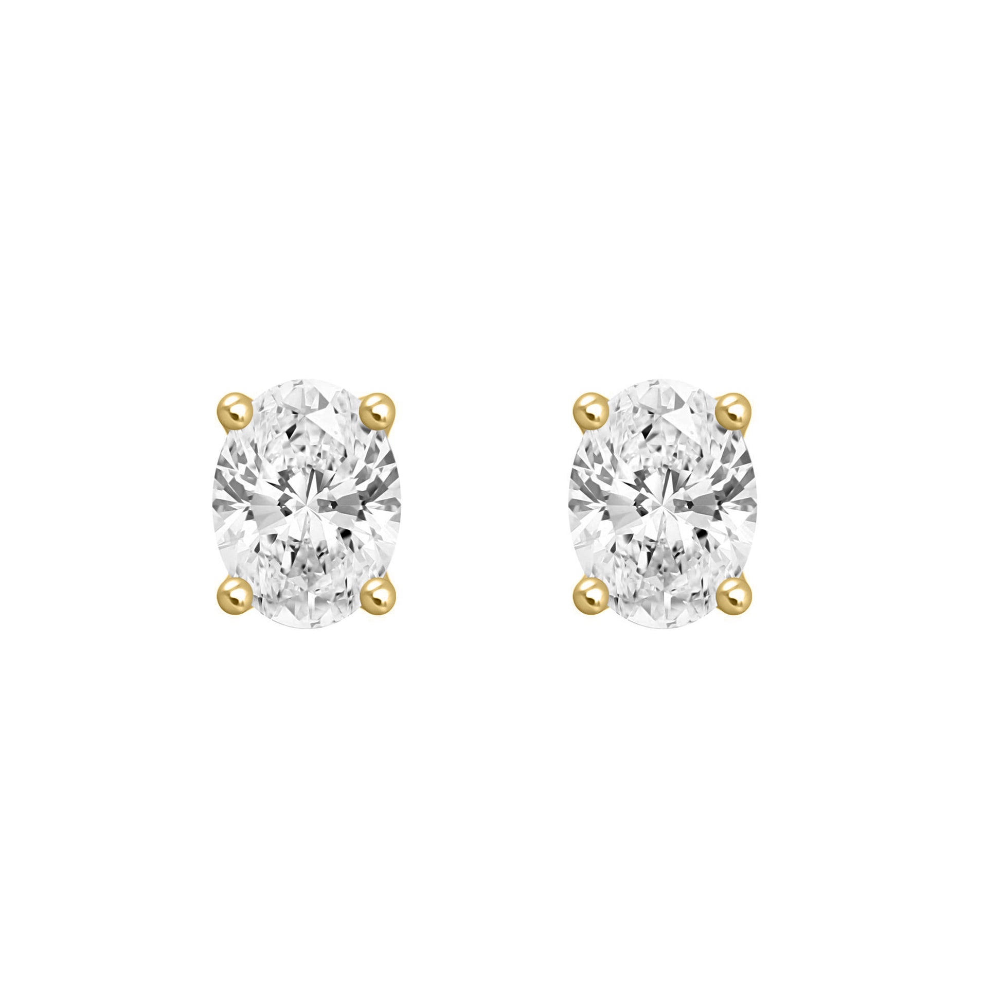 0.5 Carat Oval Lab Grown Diamond Stud Earrings Yellow Gold angle view