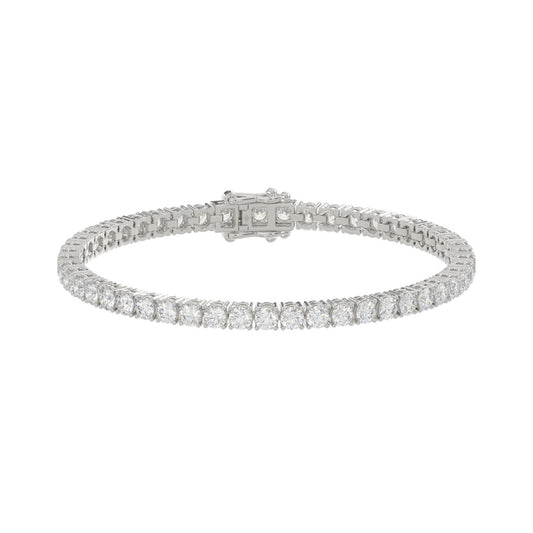 Classic 4 Prong Lab Grown Diamond Tennis Bracelet approx. 7 ct White Gold angle view