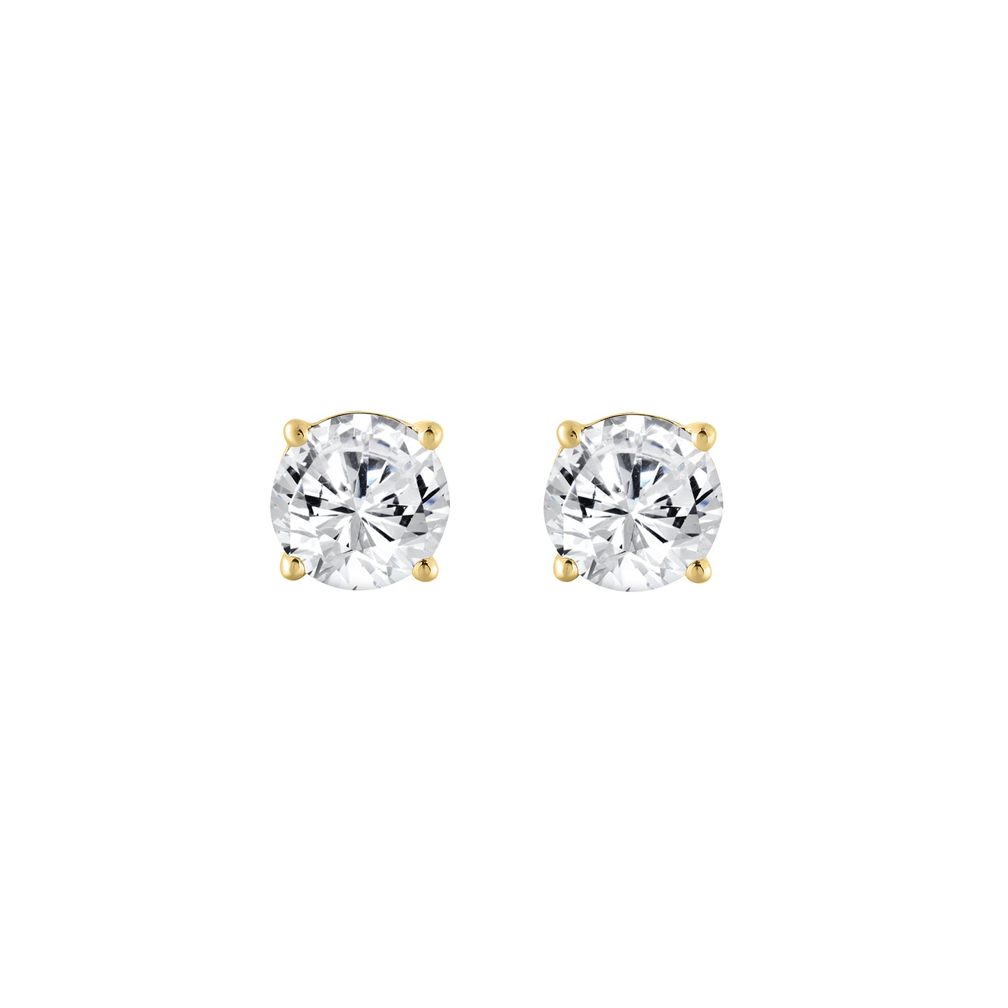 0.5 Carat Round Brilliant Lab Grown Diamond Stud Earrings Yellow Gold angle view