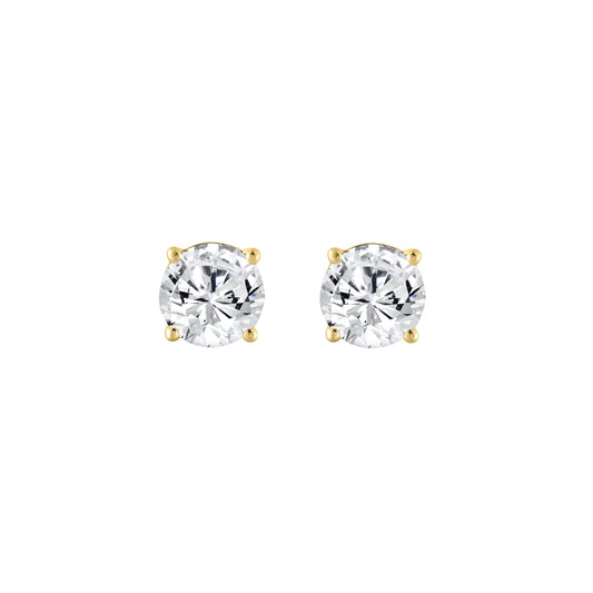 0.5 Carat Round Brilliant Lab Grown Diamond Stud Earrings Yellow Gold angle view