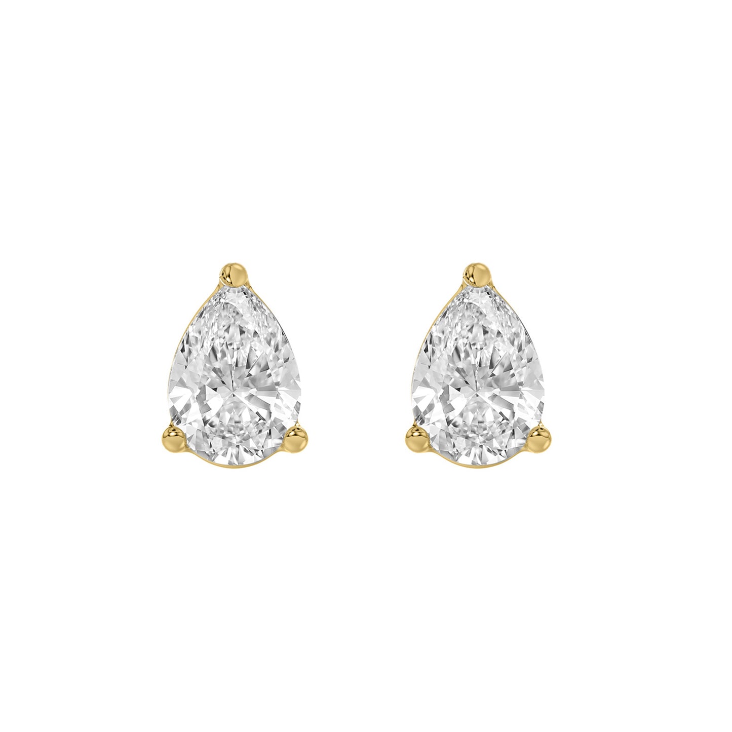 1.5 Carat  Lab Grown Diamond Stud Earrings Yellow Gold angle view