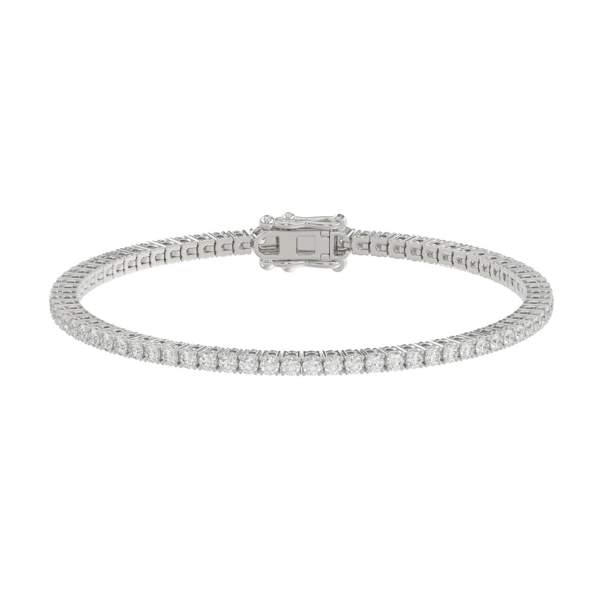 Classic 4 Prong Lab Grown Diamond Tennis Bracelet approx. 3 ct White Gold angle view