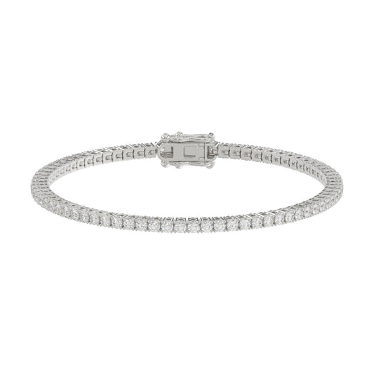 Classic 4 Prong Lab Grown Diamond Tennis Bracelet approx. 3 ct White Gold angle view